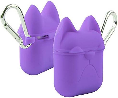 AirPods Case Protective Silicone Cover charging case with Keychain for AirPods (purple)