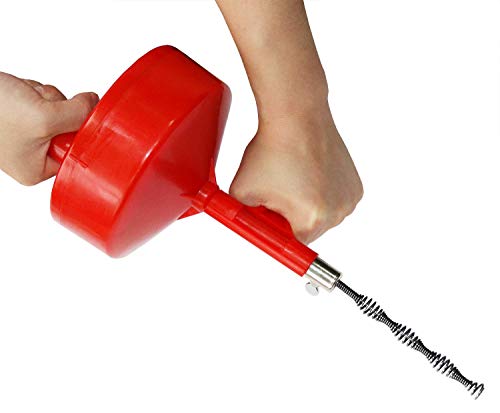 Drain Snake 35-FT, Drum Auger Plumbing Snake, Drain Auger Clog Remover Plumbing Pipe Unblocker Cleaner, Sewer/Bathtub Drain/Kitchen Sink Cleaner with Gloves By KINGLEV
