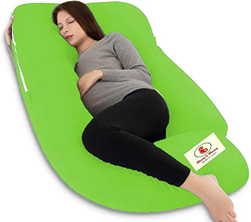 Mom's Moon Premium Multipurpose Microfiber Soild Pregnancy Pillow with 100% Cotton Cover and Zippered Cover Pack of 1 Green