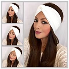 MELOCHIC Turban Twisted Headband Headwrap, Fashion Twisted Headband, Head Wrap Twisted Knotted Knot Soft Hair Band (White)
