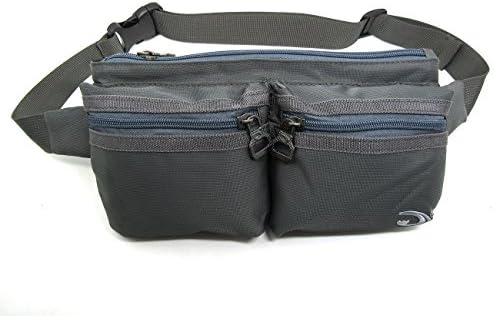 Naoki Outdoor Sports Travel Water Resistant Multi Purpose Nylon Waist Fanny Pack Gray