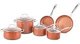 Nuwave Copper 10 Piece Ceramic Duralon Forged Cookware Set with Lids Nuwave Copper 10 Piece Ceramic Duralon Forged Cookware Set with Lids