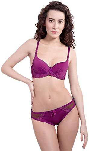 GRAPPLE DEALS Women's Lingerie Set Solid Lace Padded Bra and Lace Panty - 2 Pcs Bikni Set.