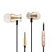 Headphones In-Ear Earbuds Earphones, Acode 3.5mm Metal Housing Magnetic Best Wired Bass Stereo Headset Built-in Mic/Hands-free/Volume Control+Carrying Case+3 Pair EarBuds (S/M/L) (Gold)