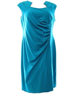 Calvin Klein Womens Plus Pleated Cap Sleeves Cocktail Dress Blue 22W