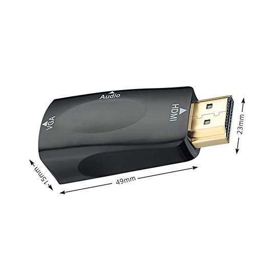 HDMI to VGA Converter Adapters, Gold-Plated HDMI to VGA Converter Adapter for PC, Laptop, DVD, Desktop and Other HDMI Input Devices - Black