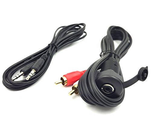 Duttek AUX Combo Flush Mount cable - 2M/6.6FT 2RCA Male to 3.5MM Female + 1M/3.3Ft 3.5mm Male to Male AUX Cable on Mount, Dash Mount, Flush Mount, Panel Mount Cable, For Car, Boat, Motorcycle - Thumbnail 6