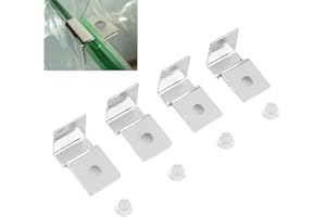 Pssopp 4Pcs Fish Glass Cover Clip, Stainless Steel Aquarium Glass Cover Support Bracket Holders Universal Lid Clips for Rimless Aquarium(6mm)