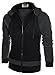 HEMOON Men's Casual Slim Fit Double Zipper Hoodies Jacket