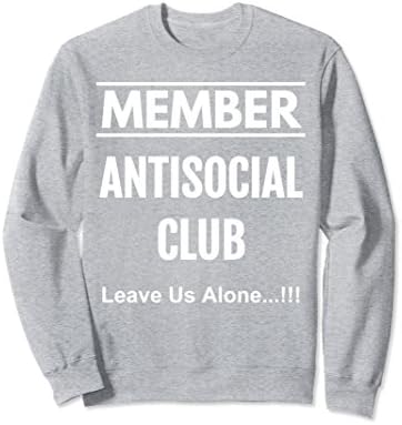Unisex Humor Sweatshirt Member Antisocial Club Words Saying 2XL Heather Grey