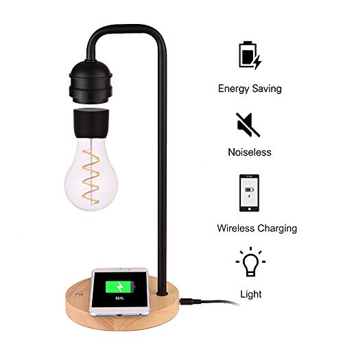 Aibecy LED Table Magnetic Light Lamp Bulb Floating Levitating Atmosphere Night Light with Wireless Charger for iPhone Android Office Home Bedroom Room Decor