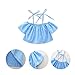 MOLYHUA Baby Girls Outfits Blue, 2Pcs Off-Shoulder Tops + Floral Print Skirt Set (110(4T), Blue)