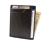 Andar RFID Minimalist Front Pocket Wallet - Made of Classy Full Grain Leather (Black)