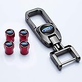 HEY KAULOR 5 Pcs Metal Car Wheel Tire Valve Stem Caps for Ford Explorer F-150 F250 F350 F450 F550 Fusion Explorer Edge with Key Chain Logo Styling Decoration Accessories ...