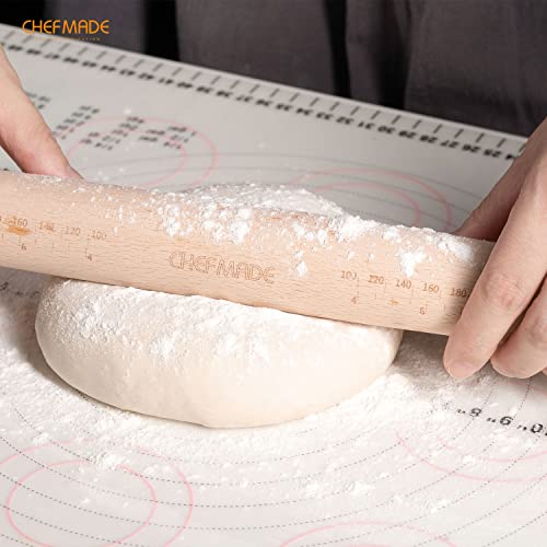 CHEFMADE 18Inch Wooden French Rolling Pin for Baking Pizza Dough, Pie & Cookie Essential