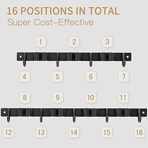 Celestite Mop and Broom Holder Wall Mount, 1+1 Pack Broom Organizer Wall Mount, Stainless Steel Broom hanger, Heavy Duty Broom Holder for Laundry Room, Garden, Garage, Bathroom