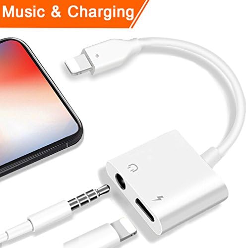 Lighting Headphone Jack Adapter Dongle for iPhone 7/7Plus 8/8Plus X 10 Aux Audio to 3.5mm Lightning Adaptor Splitter Charge+Volume+Earphone Converter ControlAccessories Charging Cable Support iOS 11.3