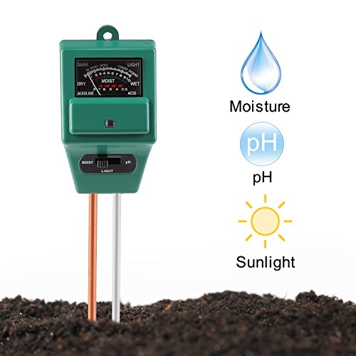 Soil pH Meter, Jellas 3-in-1 Moisture Sensor Meter / Sunlight / pH Soil Test Kits test function for Home and Garden, Plants, Farm, Indoor/Outdoor Use.