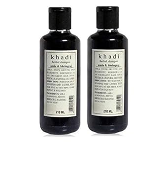 Khadi Herbal Amla and Bhringraj Paraben-free SLS Shampoo (210 ml) - Pack of 2