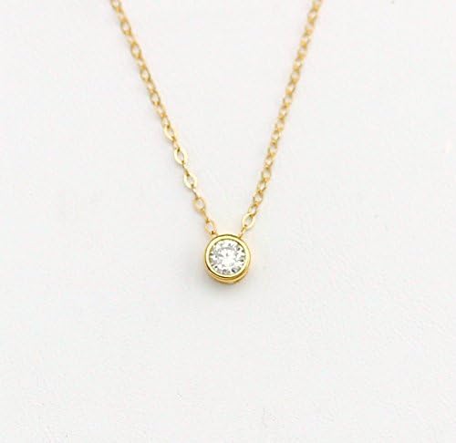 Dainty Tiny Cubic Zirconia Necklace, CZ Diamond Necklace/Simple Layering Necklace, Minimalist Jewelry Layered Necklace Gold or Silver
