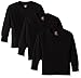 Hanes Big Boys' Tagless Long Sleeve Tee (Pack of 3), Black, M