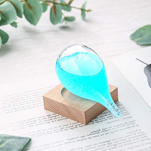 YFancy Weather Bottle, Storm Glass Weather Predictor - Nordic Style Creative Fashion Home and Office Decorative Weather Glass Bottle Crystal Drop Water Shape Glass Decor Home Gift (Blue)