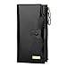 PEIUJIN Women's Large Capacity Luxury Genuine Leather Wallet with Zipper Pocket Smartphone Clutch (Black RFID Blocking)