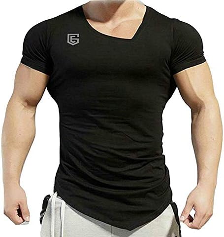 THE EG STORE Men's Poly Cotton Gym Fit T-Shirt (Black, Large)
