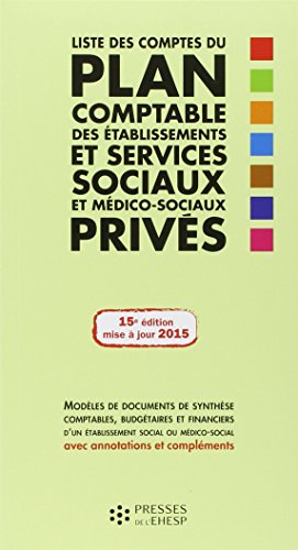 Liste des comptes du plan comptable des établissements et services sociaux et médico-sociaux privés