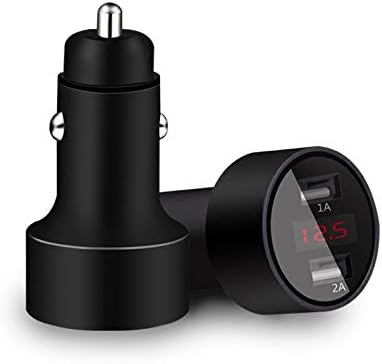 Car Kit Voltage Meter Car Charger Dual USB Fast Car Phone 5V 2.1A Charger with LED Digital LED Voltmeter Monitor Car Mounted Charger for Smart Cell Phone iPhone, Samsung Voltage Dispaly Black