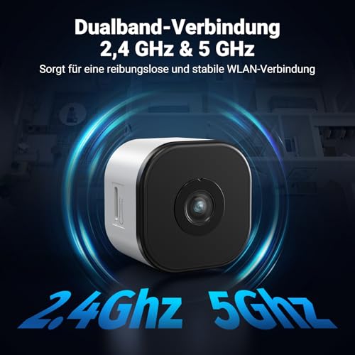 Codnida 2K Magnetic Window Camera, No Drilling, 2.4 & 5 GHz WiFi Surveillance Camera Indoor with Starlight Colour Night Vision Device, Person Detection & 24/7 Recording for Home Security