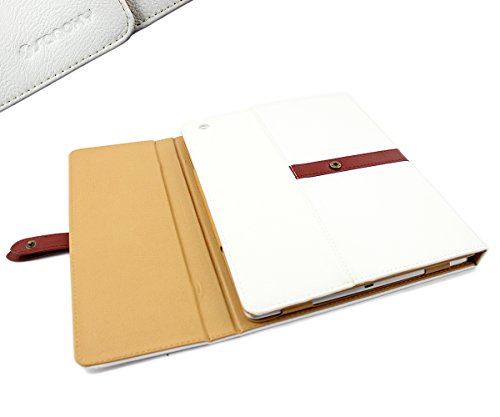 SANOXY Folio Buckle Belt Style PU Leather Case Cover Stand with Auto Sleep/Wake Feature for iPad 2/3/4 (White) - Thumbnail 4