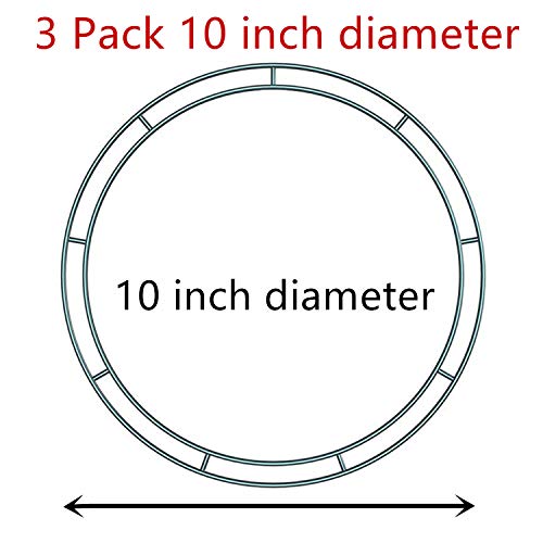STS Flat Wire Rings Wire Wreath Frame Wire Wreath Making Rings for New Year Valentines Decoration (3, 10 inch)