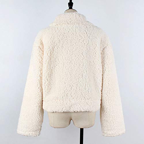 Franterd Women Coat Autumn Fuzzy Jacket Warm Artificial Wool Cardigan Open Front Full Zipper Overcoat Winter Parka Outerwear