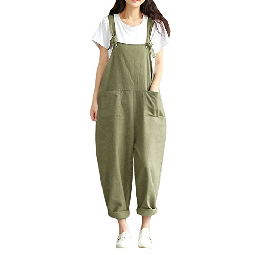 Buy Women Loose Baggy Dungarees Casual Cotton Linen Jumpsuit Playsuit