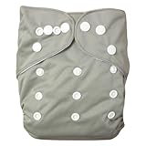 Alva Baby Double Rrows of Snaps Fitted Pocket Washable Adjustable Cloth Diaper with 2 Inserts Neutral Color (Metal) B29
