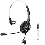 Arama Wired Headset Monaural with Noise Canceling Mic for Avaya 1616 9650 Cisco 7902 7912 Yealink T41 Snom 870 Grandstream GXP1400 Panasonic KXT Huawei C58 Zultys 37G IP Phones (A200Y1)
