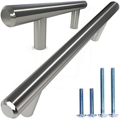 Alpine Hardware | 10Pack ~ 3&quot; (76mm) Hole Center | Solid Stainless Steel, Bar Handle Pull with A Fine-Brushed Satin Nickel Finish | Kitchen Cabinet Hardware/Dresser Drawer Handles