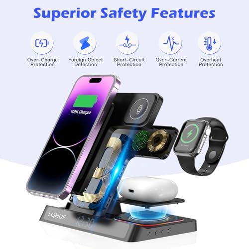Wireless Charger 4 in 1 Charger for iPhone 16 15 14 13 12 11 Pro SE X XS XR & Watch 9 8 7 6 SE 5 4 3 2,Wireless Charging For i-Watch Ultra 9 8 7 6 SE 5 4 3 Wireless Earphones 3/Pro 2