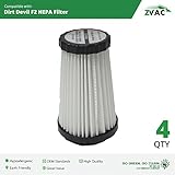 Dirt Devil F2 HEPA Filter - 4 Pack - Fits Dirt Devil Part # 3SFA11500X, 3-F5A115-00X - Dirt Devil Dynamite, Power Stick Upright MO84100, Quickvac MO84600 and Power Reach MO8245 - Made by ZVac