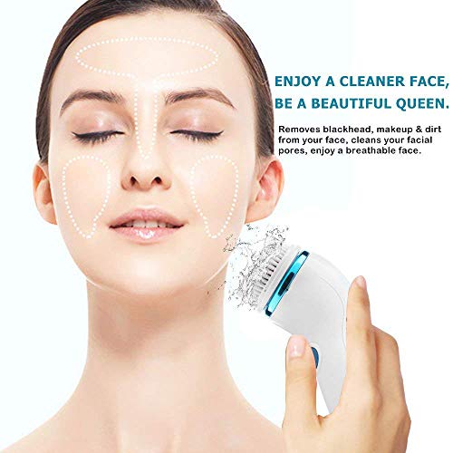 Facial Cleanser Brush, 4 in 1 Electric Rotating Facial Cleansing Brush USB Rechargeable Sonic Face Cleaners Scrubber SPA Skin Care Tool Beauty Instrument (Blue) - Thumbnail 2