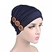 HONENNA Women Chemo Turban headband Scarf Slouchy Beanie Cap Hat for Cancer Patient (Navy blue)
