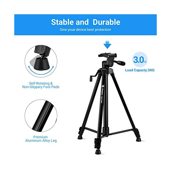Camera Tripod Fotopro 59" Cameras Stand Lightweight Aluminum Tripod with Phone Clip and Carry Bag for iPhone/Android Phone and Nikon Canon DSRL Cameras – Bild 4