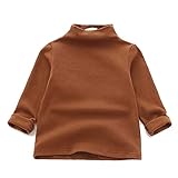 Girls Kids High Neck Long Sleeve Solid Color Base Bottoming Thermal Shirts Tops