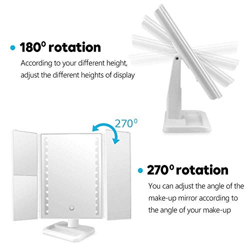 image for AOFU Light cosmetic mirror, portable travel toilet glass, 24 LED and a
