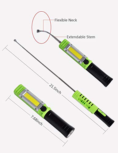 VIBELITE Telescopic Strong Magnetic COB Pickup Tool Portable With Adjustable Angle,Extendable length,Multifunctional Flashlight,Rotating Head And Long Gripper,Ideal Gift for Men,Green, 1 Pack - Thumbnail 2
