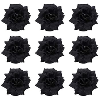 Tinksky 50pcs Silk Rose Flower Heads for Hat Clothes Album Embellishment Decoration (Black)