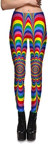 Rainbow ellipse printing Sports Waist GYM Running Pants Leggings plus size