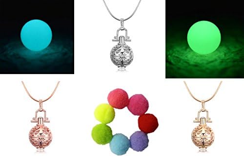 Sahrefashion Hollow Can Open Pendant Necklace Locket Necklace for Fragrance Aromatherapy Essential Oil Diffuser Luminous Bead Pendant (3Sets)
