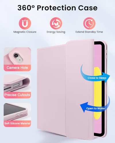 LAMA 7 Colors Backlight Touchpad Keyboard Case for iPad (A16) 11th 2025/10th Gen 2022 Case with Keyboard, Folio Cover with Pencil Holder, Smart Trackpad, Detachable Keyboard for iPad 11th 10th Gen,PK